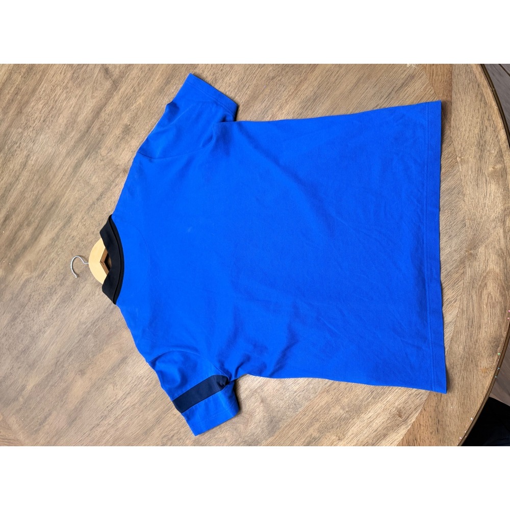 Prada Mens Blue Colorblock Pique Polo Shirt Rubber Logo Patch Made in Romania - Picture 7 of 10